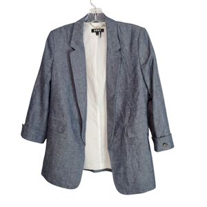 DNKY -Women's Classic Open Front Linen Blend Blue Blazer- Size 2